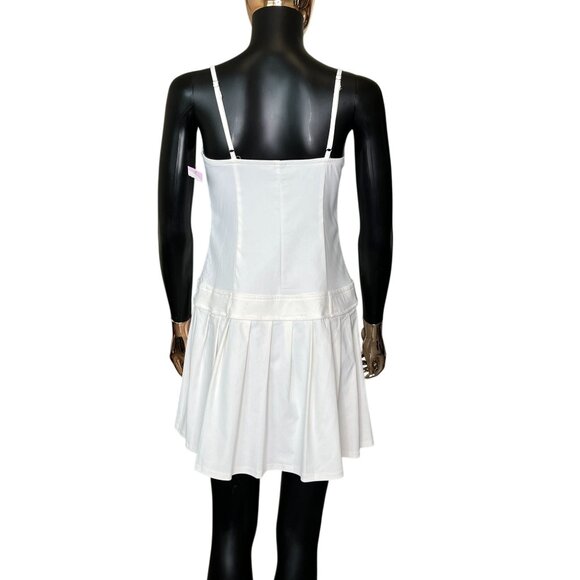 Wild Fable White Pleated Drop Waist Mini Dress Size Medium NEW! - Picture 4 of 14